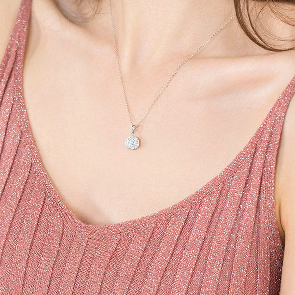 BONBON  STERLING SILVER, WHITE CRYSTAL PENDANT with CHAIN