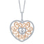 ALLURE FILIGREE HEART STERLING SILVER & WHITE CRYSTAL PENDANT with CHAIN