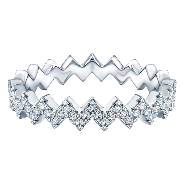 VEGA WHITE GOLD PLATED STERLING SILVER & WHITE CRYSTAL RING
