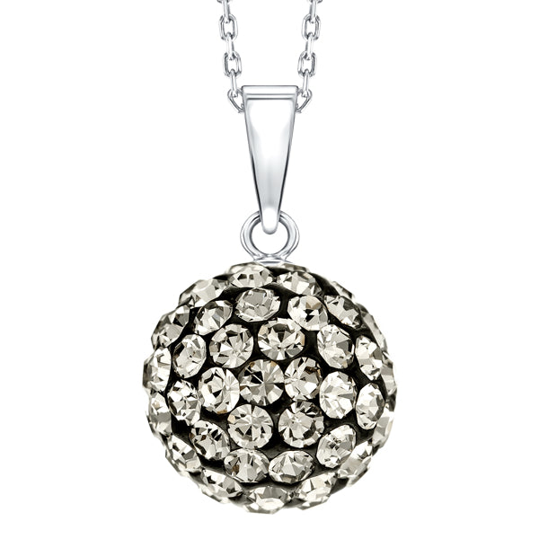 BONBON 10mm STERLING SILVER, ARGENT GREY CRYSTAL PENDANT with CHAIN