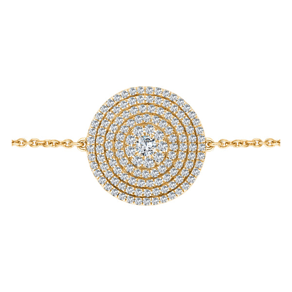 0.85ct H-SI Fancy micro set diamond disc bracelet in 18k yellow gold