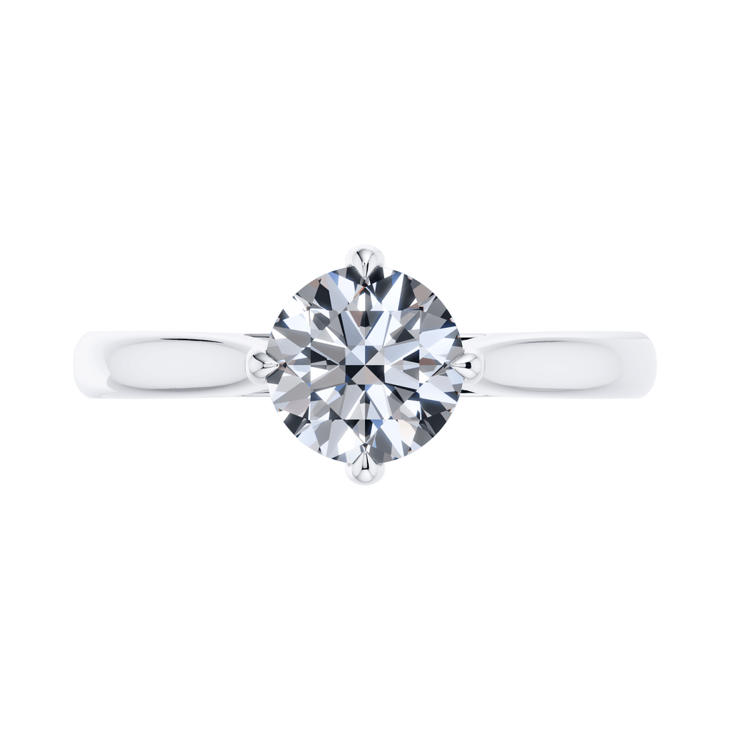 4 Claw Round Brilliant Diamond in 18ct White Gold Engagement Ring.