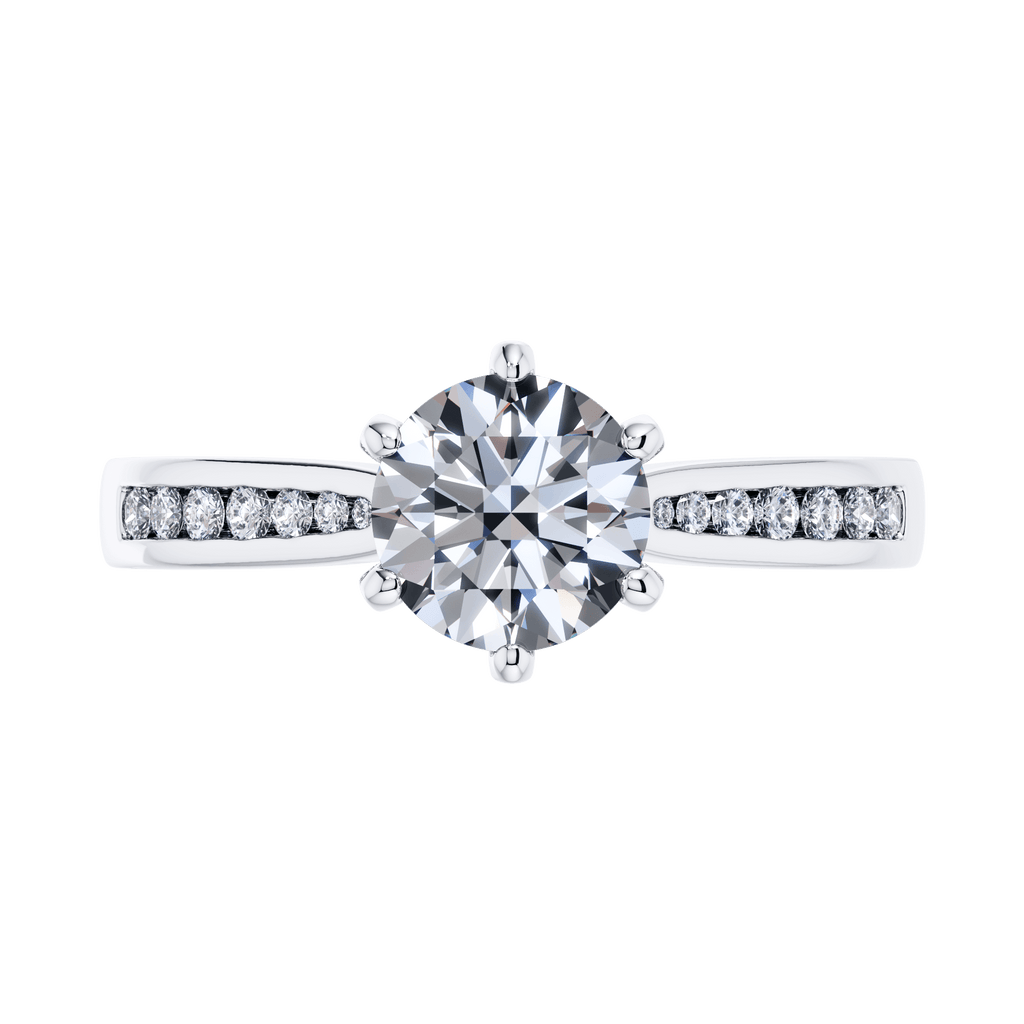 6 Claw Delicate Round Brilliant Diamond Engagement Ring in 18ct White Gold