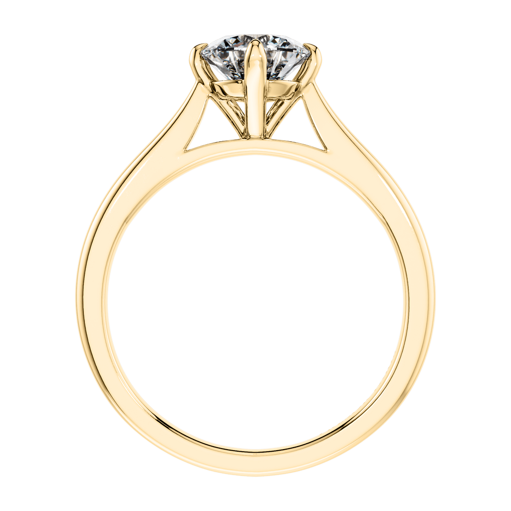 4 Claw Round Brilliant Diamond in 18ct Yellow Gold Engagement Ring.