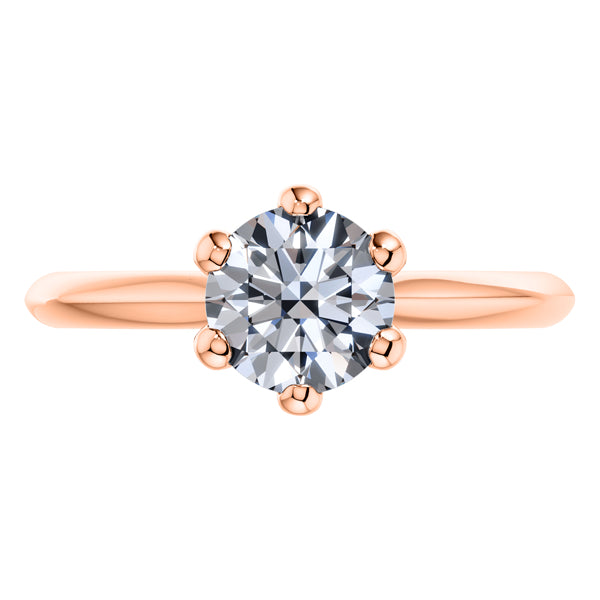 Stunning 18ct Round Brilliant Diamond 6 Claw Rose Gold Engagement Ring.