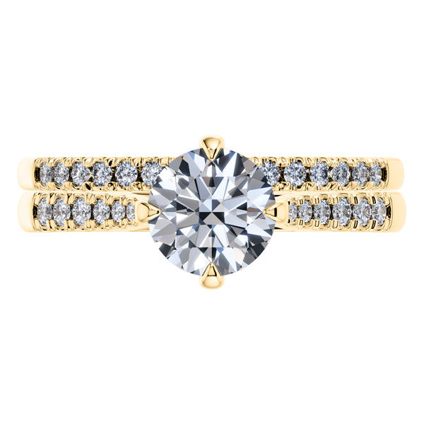18ct Yellow Gold Round Brilliant 4 Claw Engagement Wedding Ring.