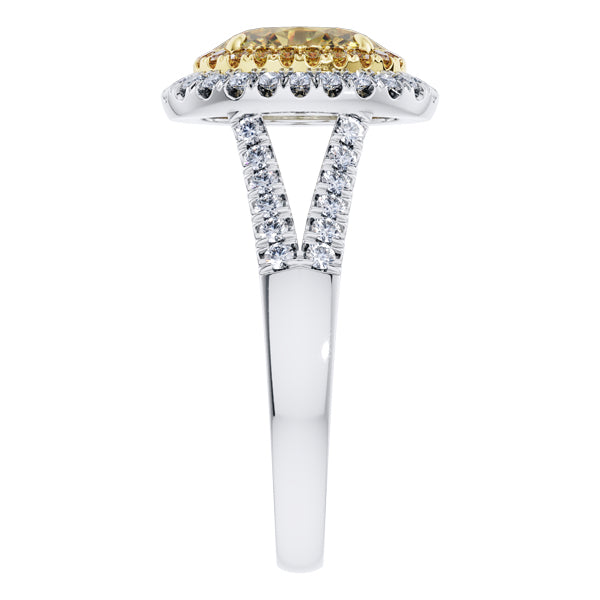 GIA Certified 2.16ct Yellow Diamond Engagement Ring in 18ct White Gold