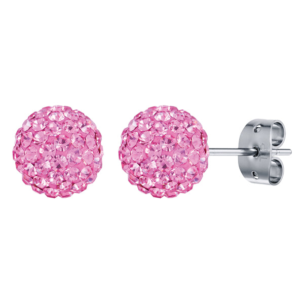 BONBON TITANIUM & PINK CRYSTAL EARRINGS