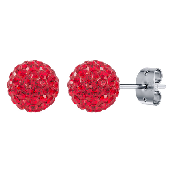 BONBON TITANIUM & Red CRYSTAL EARRINGS