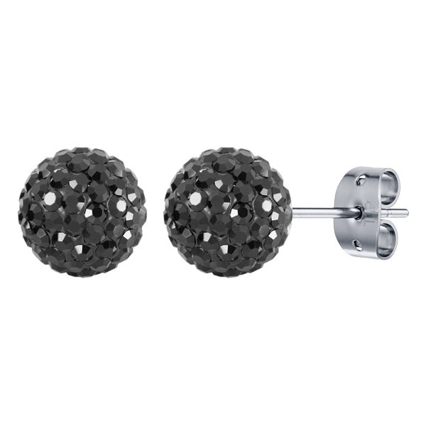 BONBON TITANIUM & BLACK CRYSTAL EARRINGS