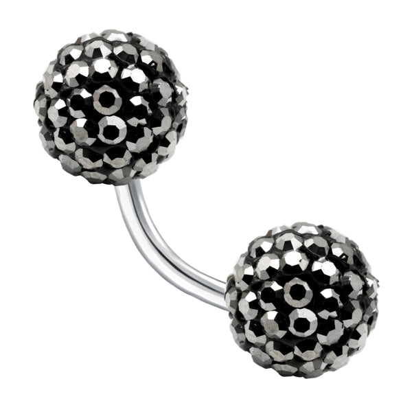 Grey 8mm Crystal Surgical Steel Navel Bar