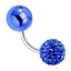 Blue 8mm Crystal Surgical Steel Navel Bar