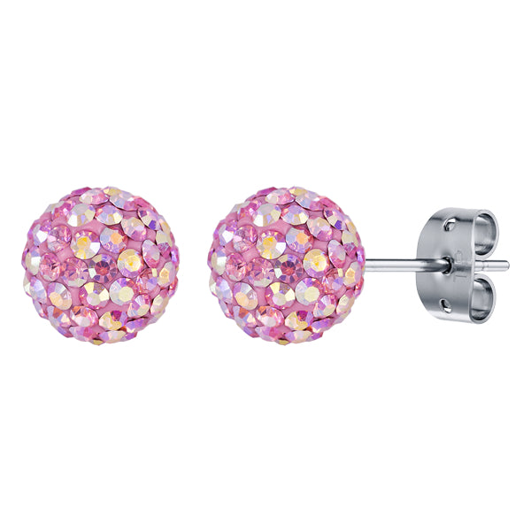 BONBON TITANIUM & TWO TONE PINK CRYSTAL EARRINGS