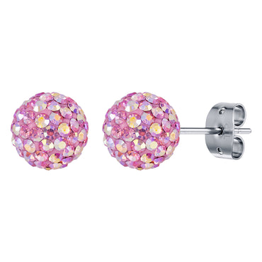 BONBON TITANIUM & TWO TONE PINK CRYSTAL EARRINGS