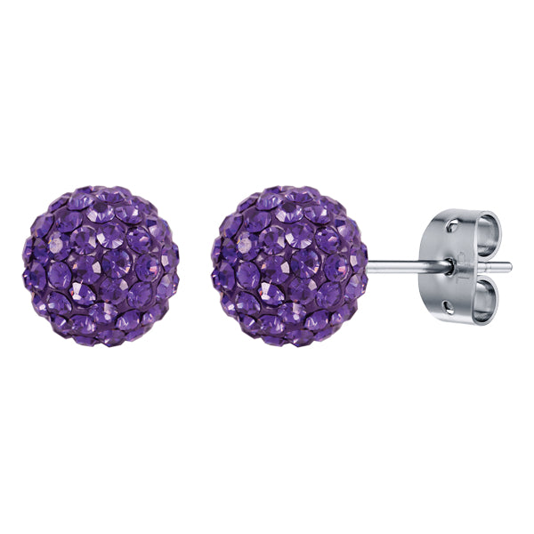 BONBON  TITANIUM & PURPLE CRYSTAL EARRINGS