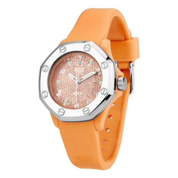 Diamond,Gold Silicone & Stainless Steel 36mm Watch