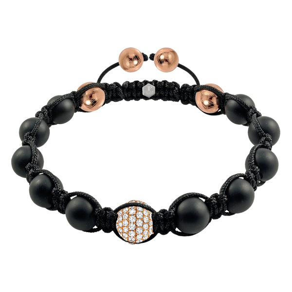 Vega White Pave Set crystal & Black Agate  Bracelet