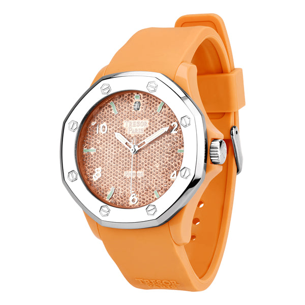 Diamond,Gold Silicone & Stainless Steel 44mm Watch