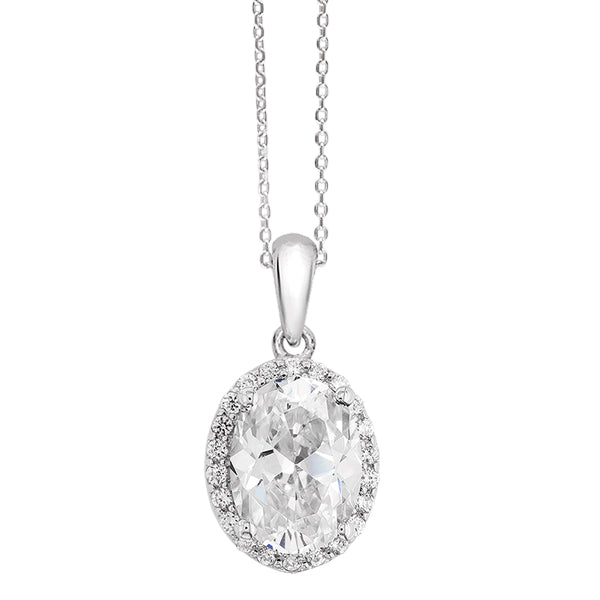 ROYALE STERLING SILVER & WHITE CRYSTAL PENDANT with CHAIN