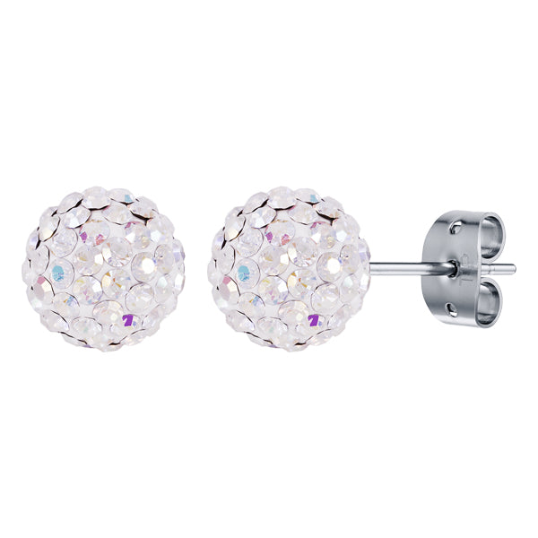 BONBON TITANIUM & TWO TONE WHITE CRYSTAL EARRINGS