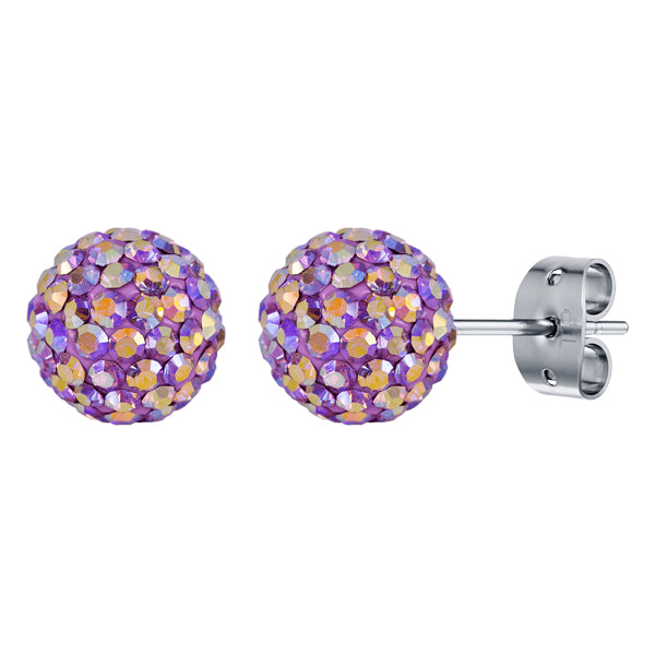 BONBON TITANIUM & TWO TONE PURPLE CRYSTAL EARRINGS