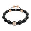 Black agate bracelet with pave set H-SI diamond ball in 18k rose gold