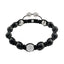 Black agate bracelet with pave set H-SI diamond ball in 18k white gold