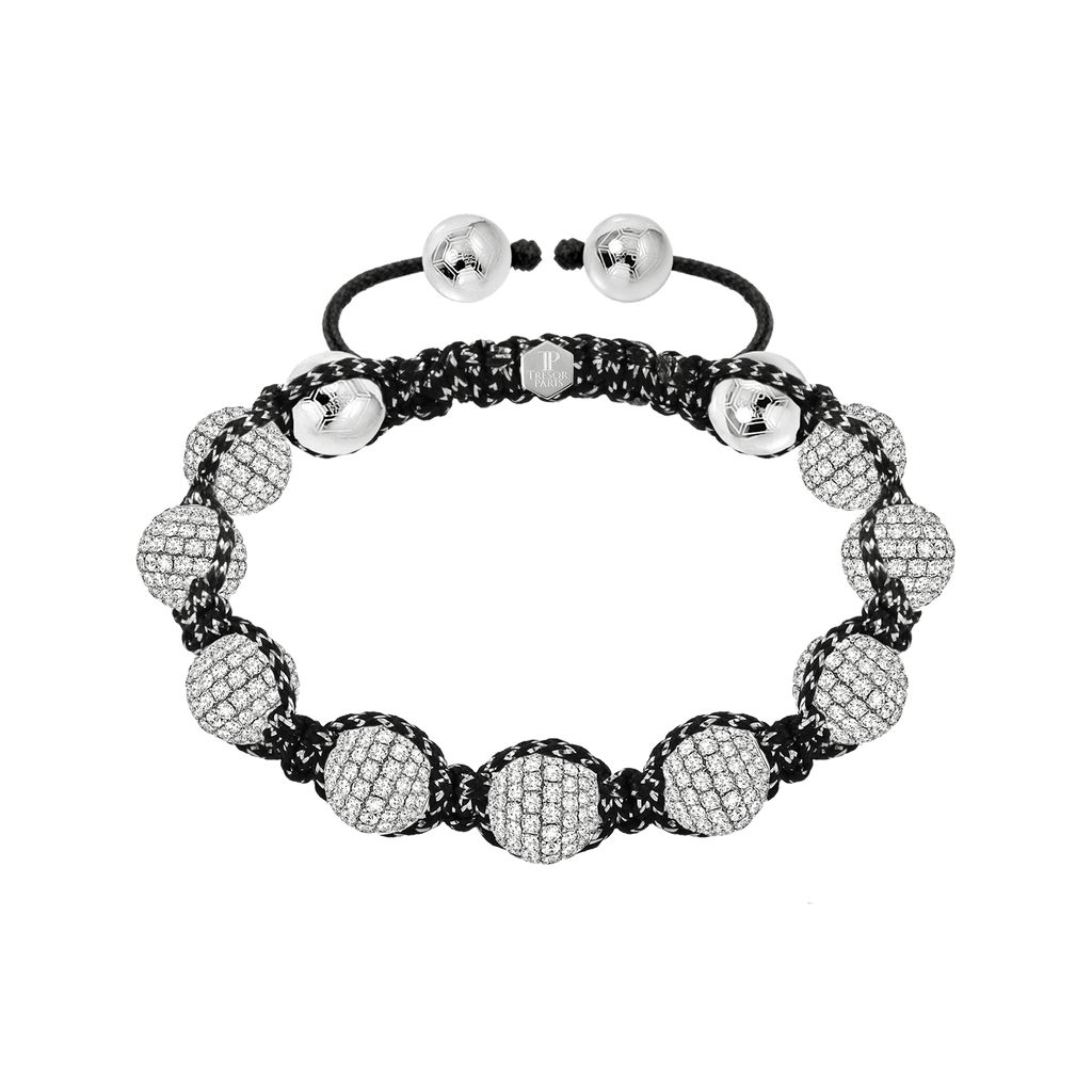 16.20ct G-VS round brilliant diamond pave ball cord bracelet in 18k white gold