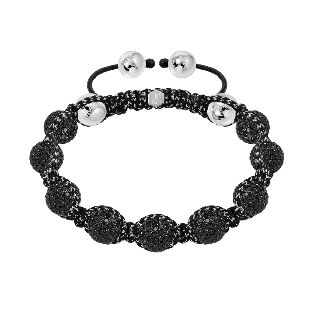 16.20ct Black diamond pave ball cord bracelet in 18k white gold