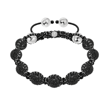 16.20ct Black diamond pave ball cord bracelet in 18k white gold
