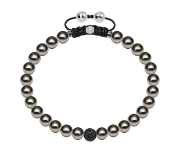 Black Fresh water pearl bracelet with pave set black diamond ball