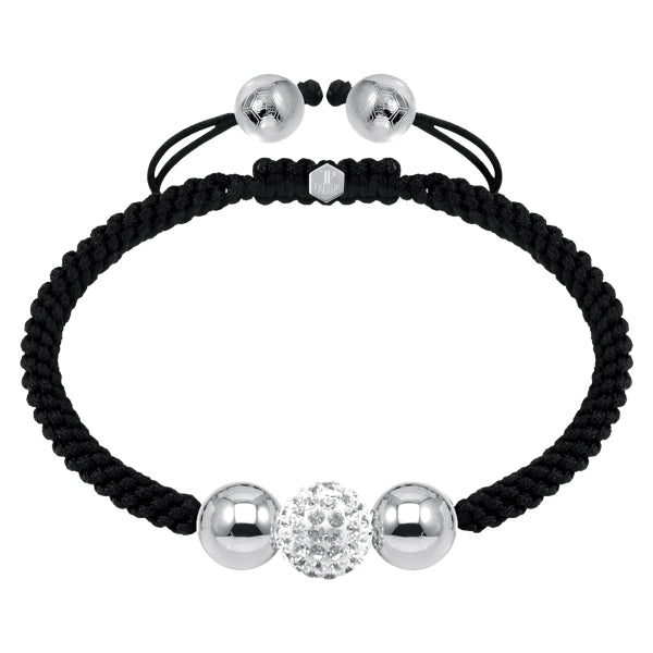 BonBon White Crystal & Stainless Steel 3 Ball Bracelet