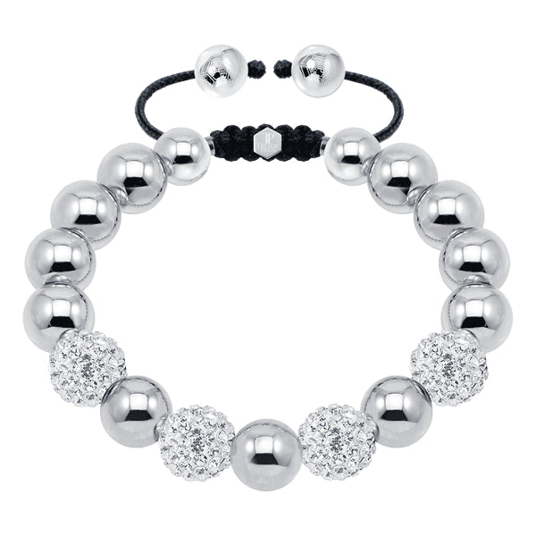 BonBon White Crystal & Polished Stainless Steel Bracelet