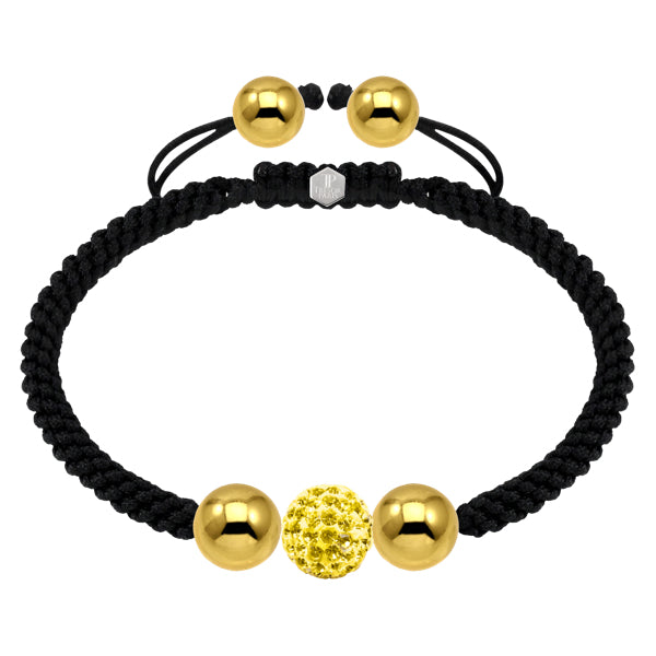 BonBon Yellow Crystal & Gold Plated Stainless Steel 3 Ball Bracelet