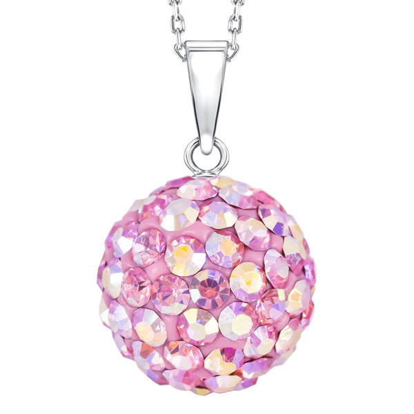 BONBON STERLING SILVER, TWO TONE PINK CRYSTAL PENDANT with CHAIN