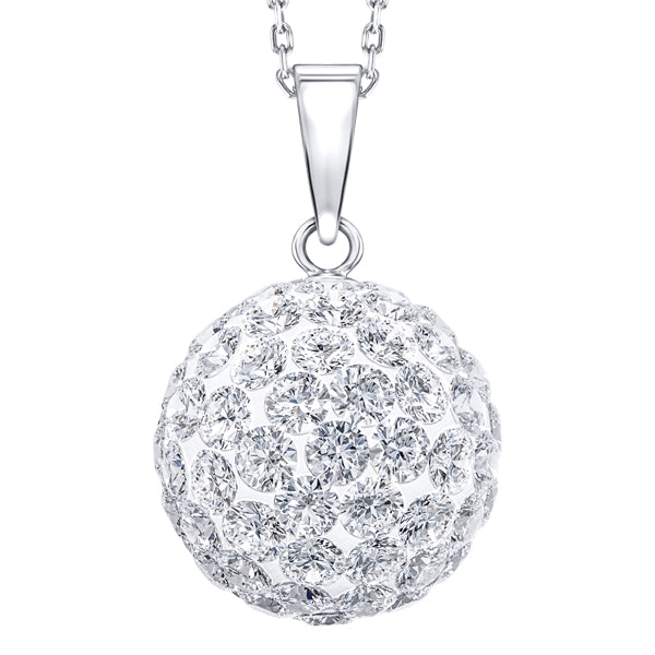 BONBON  STERLING SILVER, WHITE CRYSTAL PENDANT with CHAIN