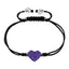 BonBon Purple Crystal Heart Stainless Steel Bracelet with Black Cord