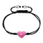 BonBon Pink Crystal Heart Stainless Steel Bracelet with Black Cord