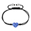 BonBon Blue Crystal Heart Stainless Steel Bracelet with Black Cord