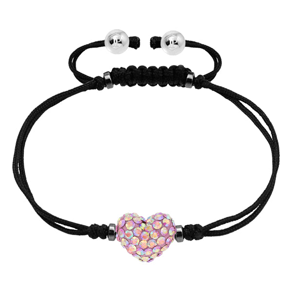 BONBON 8mm HEART SHAPE TWO TONE PINK CRYSTAL BRACELET