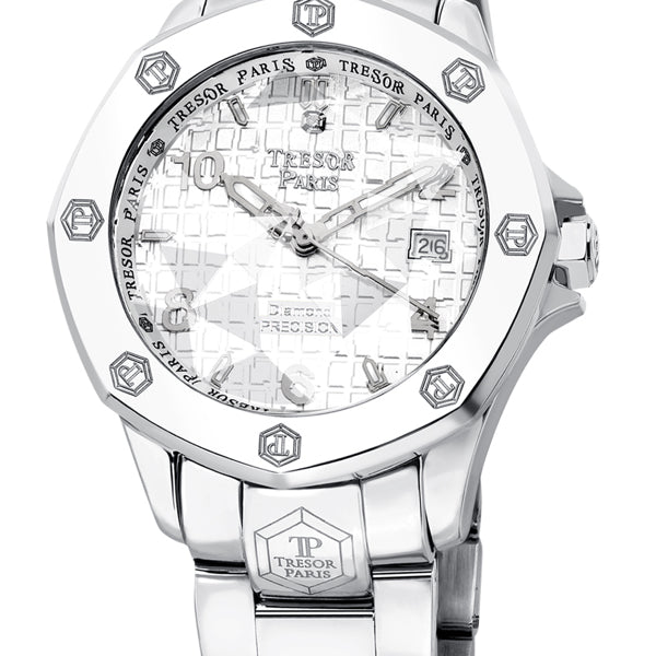 PRECISION STAINLESS STEEL, SILVER DIAL WITH SINGLE DIAMOND