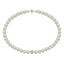 White fresh water pearl necklace with pave set G-VS diamond and 18k white gold ball