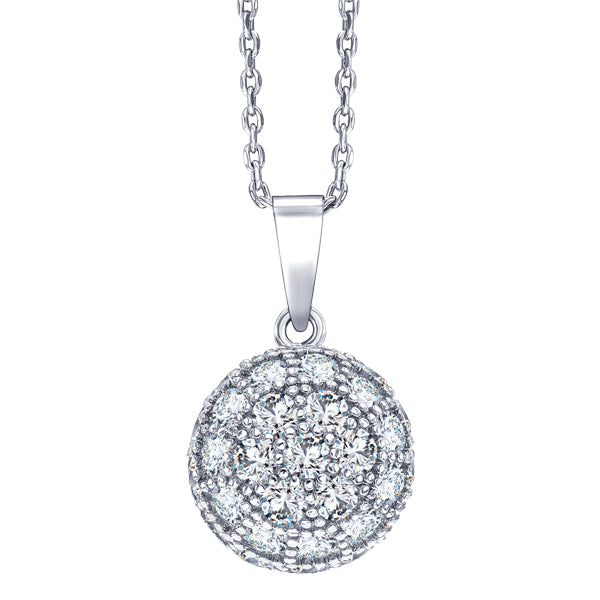 ALLURE SPHERE STERLING SILVER & WHITE CRYSTAL PENDANT with CHAIN