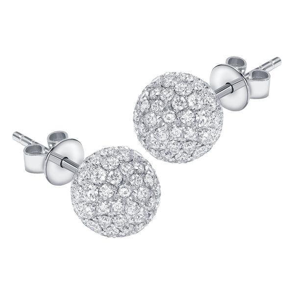 0.75ct F-VVS1 Round Pavé Set Diamond Ball Earrings in 18ct Gold