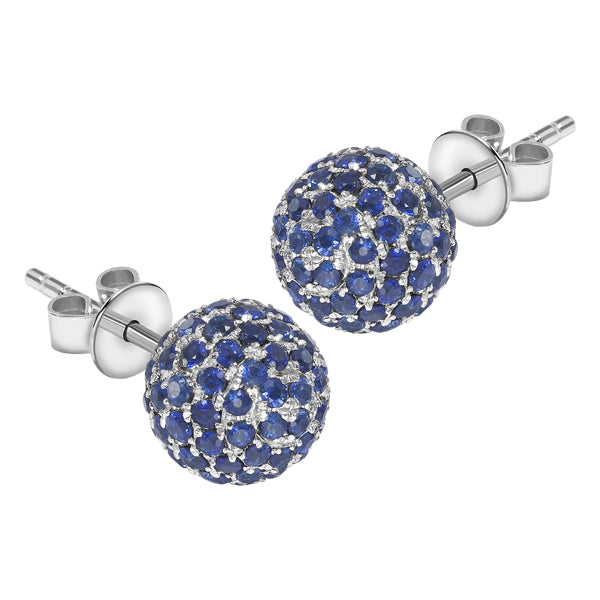 1.00ct Round Blue Sapphire Pavé Set Earrings set in 18ct White Gold