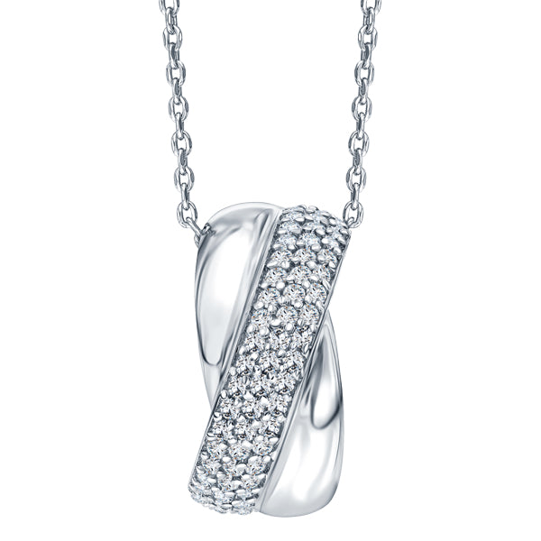 METRIC STERLING SILVER & WHITE CRYSTAL PENDANT with CHAIN