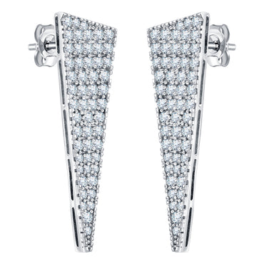 VEGA 47mm WHITE GOLD PLATED STERLING SILVER & WHITE CRYSTAL EARRINGS