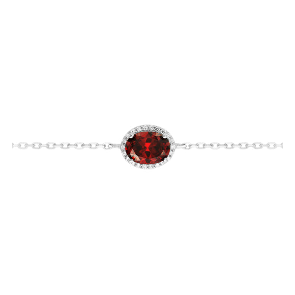 ROYALE STERLING SILVER, RED & WHITE CRYSTAL BRACELET