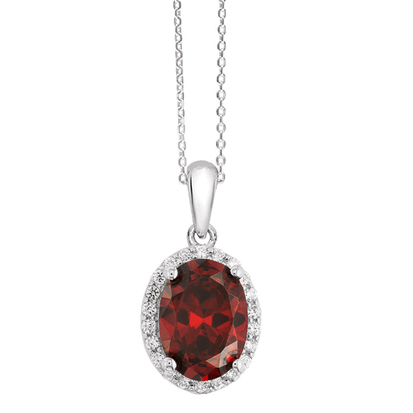 ROYALE STERLING SILVER, RED & WHITE CRYSTAL PENDANT with CHAIN