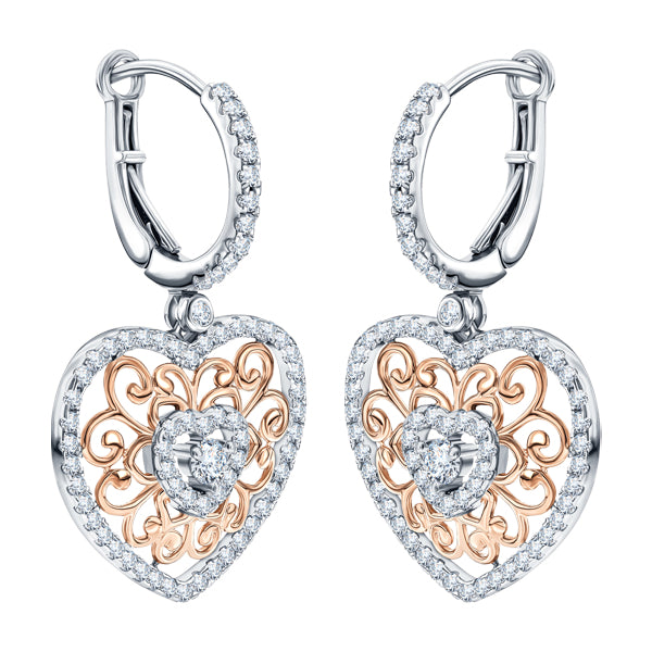 ALLURE FILIGREE HEART STERLING SILVER & WHITE CRYSTAL EARRINGS